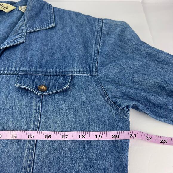 VTG Eddie Bauer Denim Long Sleeve Button Up Maxi Dress Prairie Cottage Modest - Picture 13 of 16